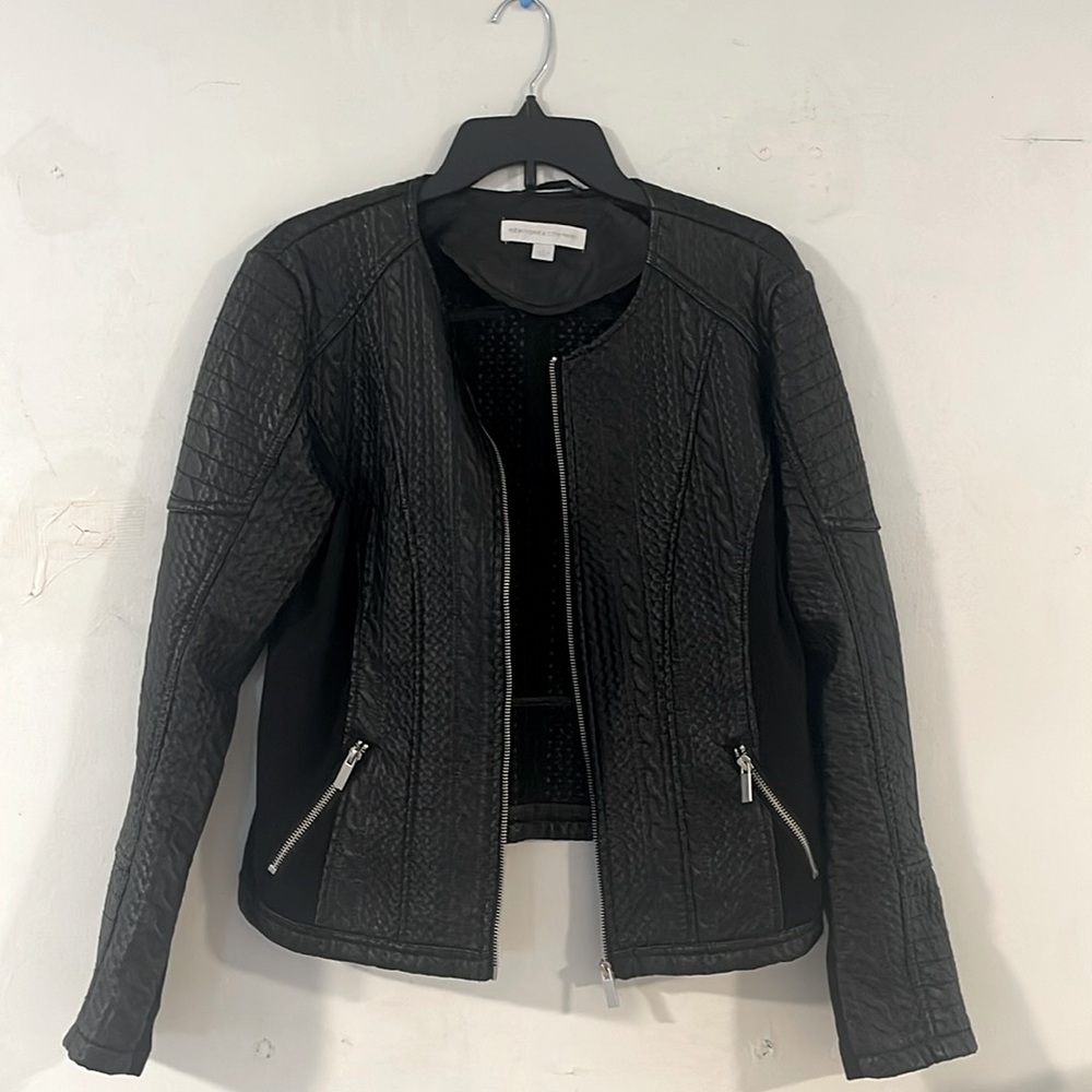 New York & Company faux leather jacket blk size large